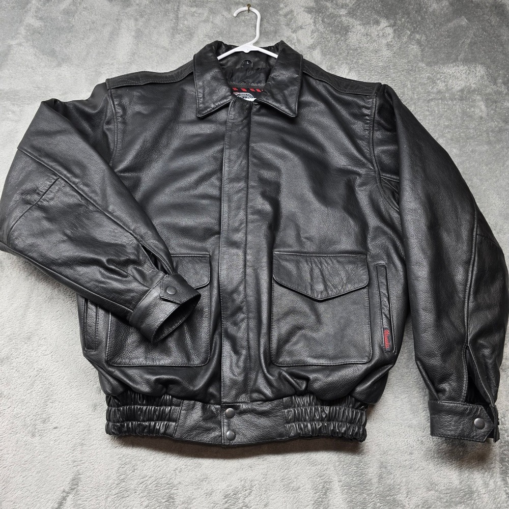 Milwaukee Clothing Co Leather Bomber Jacket Mens Black Large Aviator Motorcycle